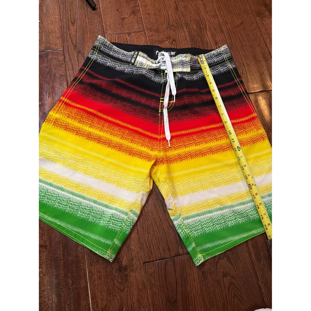 Pacific Surf Mens Rasta Striped Board Shorts Swim Trunks‎ Multicolor Size 30